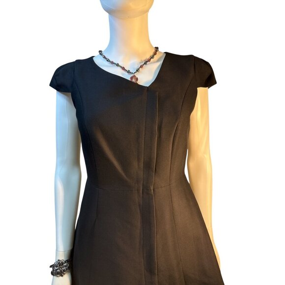 Halston Heritage Fit & Flare Cap Sleeve Black Dress Size 2 MSRP $425 NWT - Picture 3 of 9